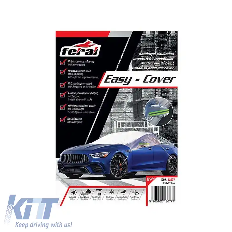 Copertină de umbră pentru parbriz și feronerie frontală cu dungi reflectorizante pe oglinzi 250x170cm 13077-image-6297072