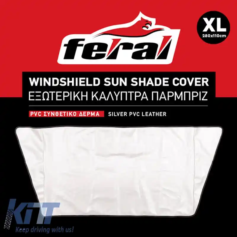 Copertină pentru soare XLarge 280x110cm Argintie din piele PVC Feral 1 bucată-image-6321160