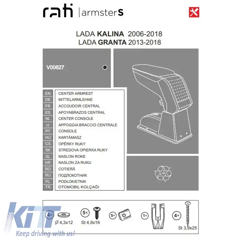 Cotiera Armster S potrivită pentru Lada Granta 2013-2018 / Kalina 2006-2018 Culoare Neagră-image-6305947
