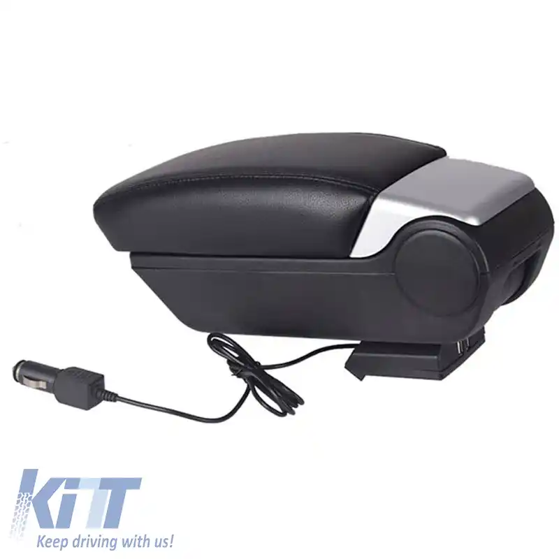 Cotiera Auto Negru-Silver Cu USB Universal 22260-image-6299337