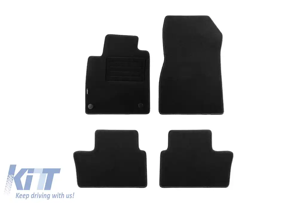 Covoare de podea din două straturi, potrivite pentru Nissan Juke după 2019, din țesătură Rex, set de 4 bucăți, negre