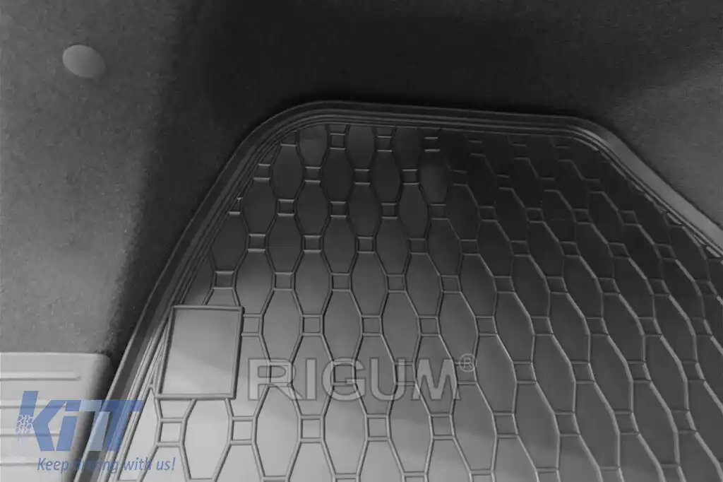 Covor de cauciuc pentru portbagaj de la Rigum, potrivit pentru Hyundai i30 wagon, i30 wagon MHEV după 2021, cu compartimente de stocare laterale-image-6224966