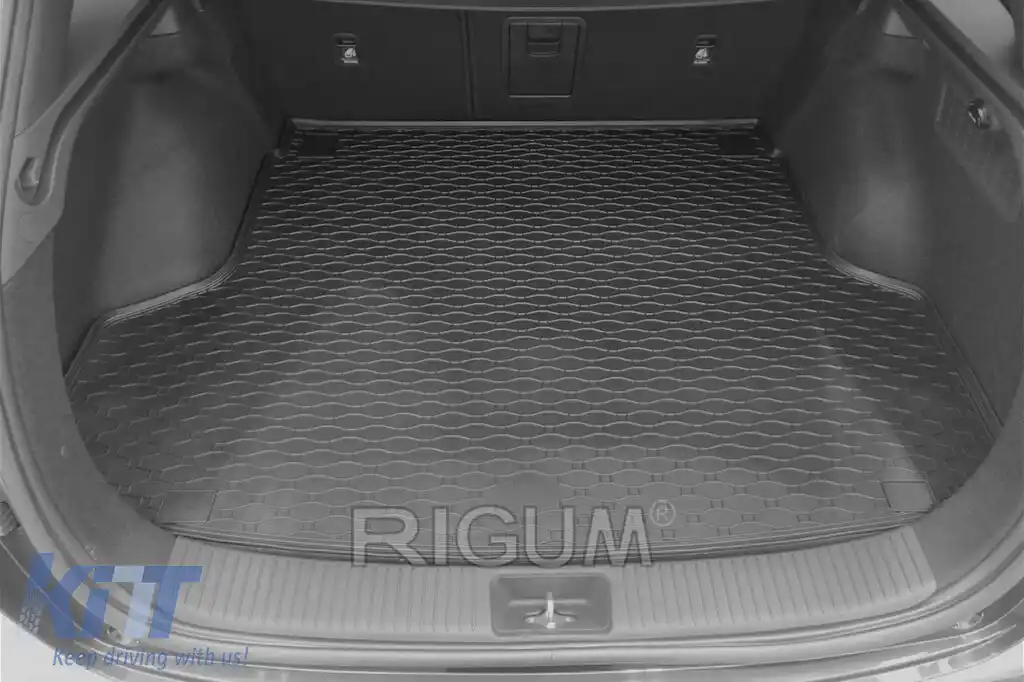 Covor de cauciuc pentru portbagaj de la Rigum, potrivit pentru Hyundai i30 wagon, i30 wagon MHEV după 2021, cu compartimente de stocare laterale-image-6224967