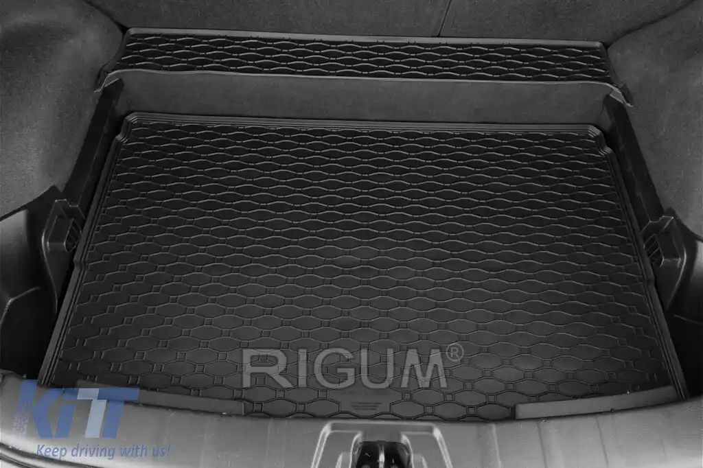 Covor de cauciuc pentru portbagaj de la Rigum potrivit pentru Nissan Qashqai 2014-2021 cu podeaua portbagajului în poziția superioară sau inferioară-image-6225394