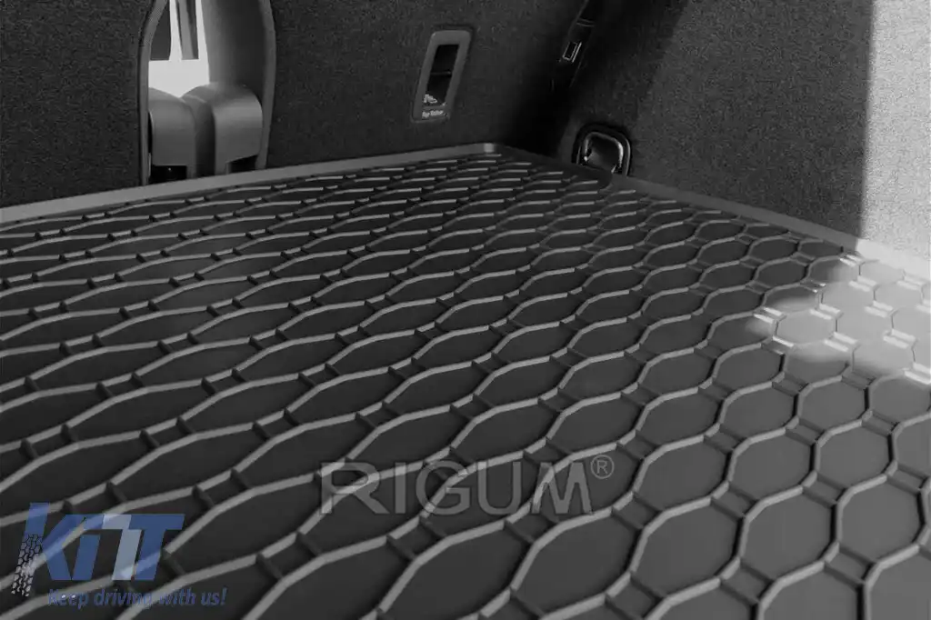 Covor de cauciuc pentru portbagaj de la Rigum, potrivit pentru Volkswagen Touran după 2015, cu podeaua portbagajului în poziția superioară, Touran după 2015 cu 7 locuri și rândul 3 de scaune pliat-image-6225801