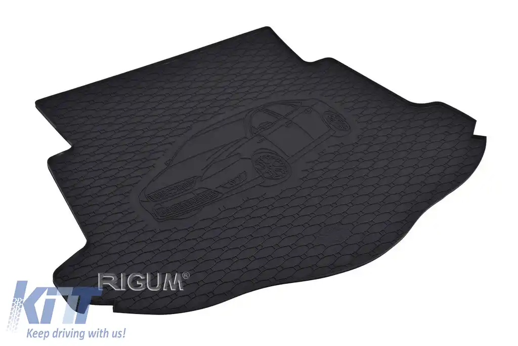 Covor de cauciuc pentru portbagaj de la Rigum, potrivit pentru Ford Mondeo sedan 2007-2014, cu logo-ul siluetei vehiculului, negru
