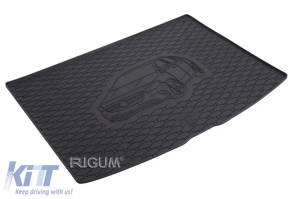 Covor de cauciuc pentru portbagaj de la Rigum, potrivit pentru Mercedes B class W247 după 2019, cu logo-ul siluetei vehiculului, negru