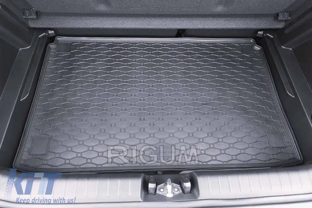 Covor de cauciuc pentru portbagaj de la Rigum, potrivit pentru Hyundai i20 hatchback după 2020, cu podeaua portbagajului în poziția superioară-image-6243347