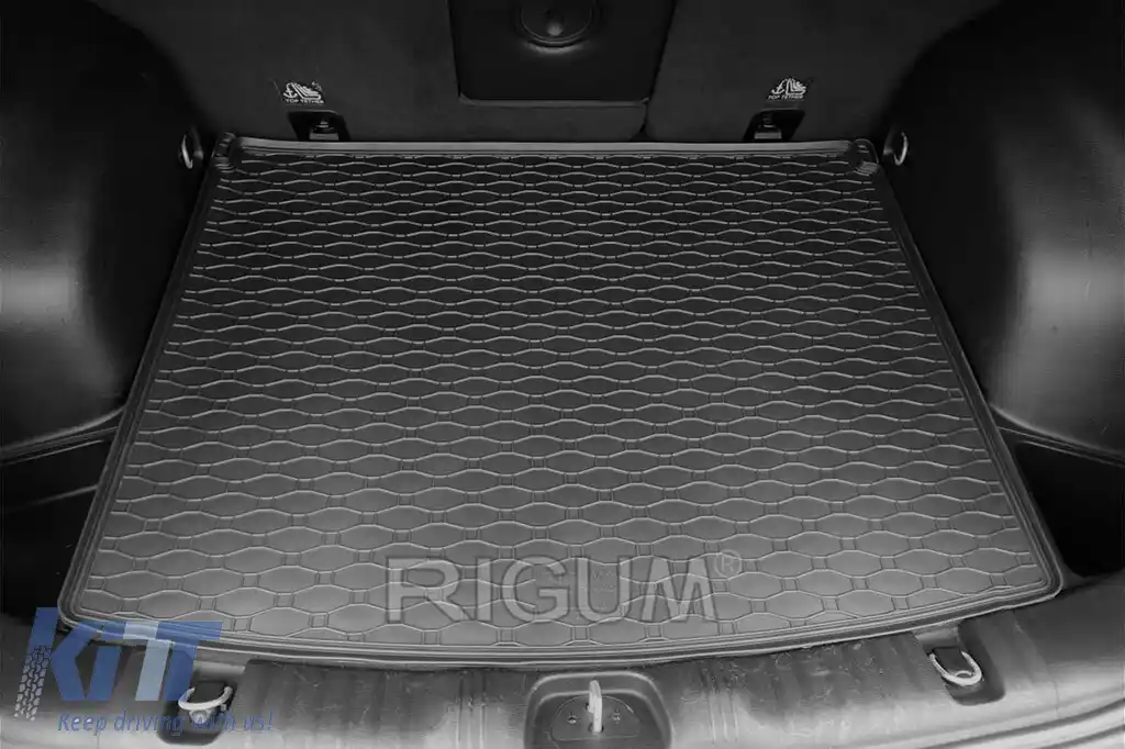 Covor de cauciuc pentru portbagaj de la Rigum, potrivit pentru Jeep Compass, Compass PHEV după 2017 cu podeaua portbagajului în poziția superioară sau inferioară, Jeep Compass, Compass PHEV după 2021 -image-6243380
