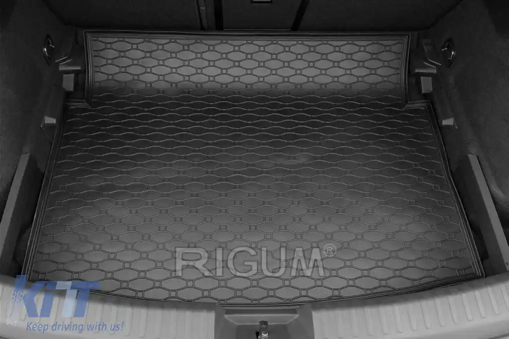 Covor de cauciuc pentru portbagaj de la Rigum, potrivit pentru Seat Leon hatchback după 2020, cu podeaua portbagajului în poziția superioară sau inferioară-image-6243648