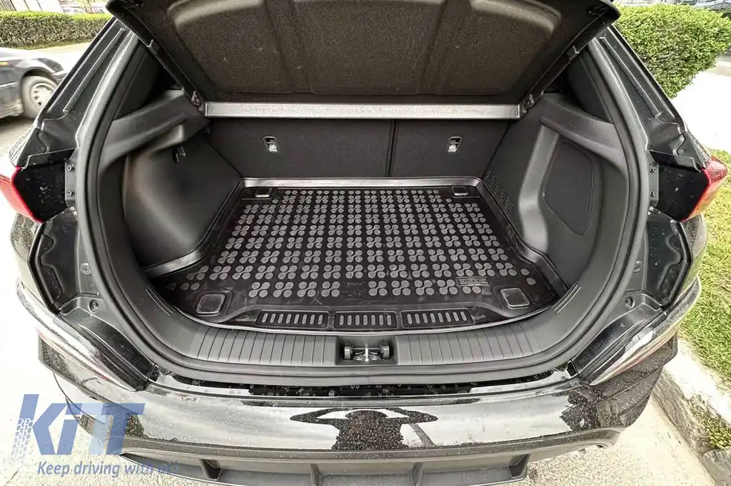 Covor de cauciuc pentru portbagaj de la Rezaw-Plast potrivit pentru Hyundai Kona Hybrid HeV 2017-2023 versiune cu subwoofer, Kona Electric 2018-2023 versiune cu subwoofer, versiune fără podea de portb-image-6217470