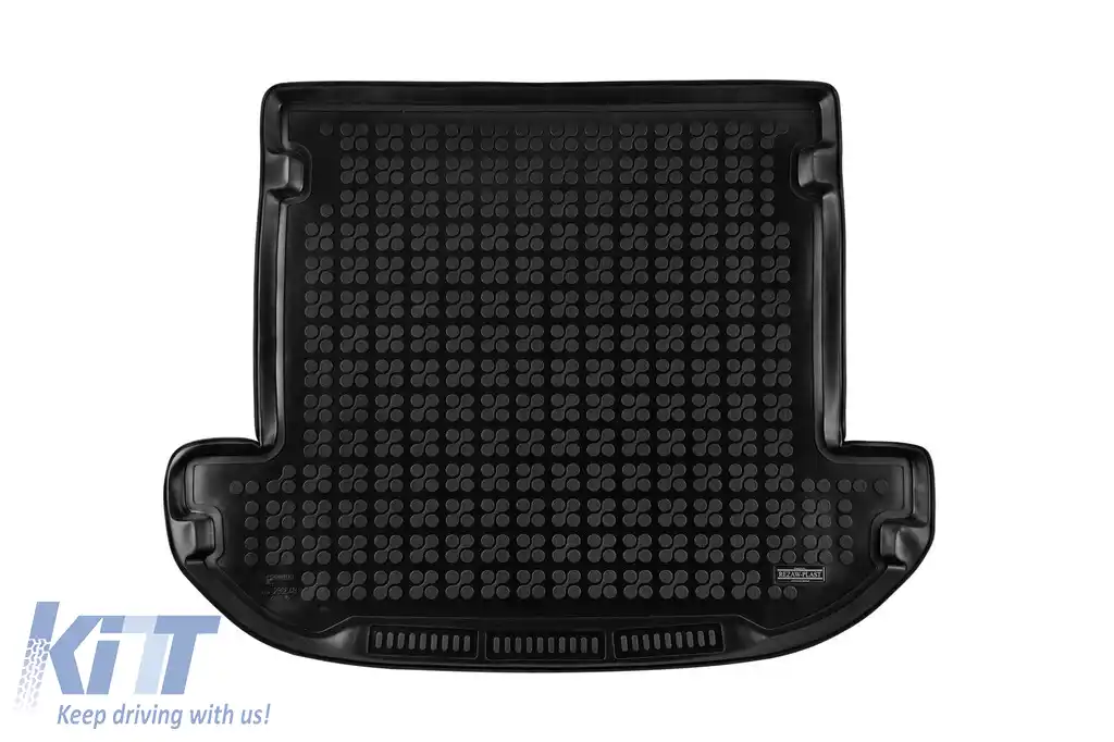 Covor de cauciuc pentru portbagaj de la Rezaw-Plast, potrivit pentru Hyundai Santa Fe după 2018, cu 7 locuri și cu rândul 3 de scaune pliat