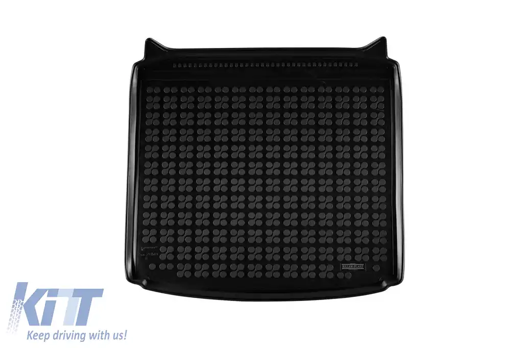 Covor de cauciuc pentru portbagaj de la Rezaw-Plast, potrivit pentru Skoda Kodiaq după 2024, cu 5 locuri și cu podeaua portbagajului în poziția inferioară, 1 bucată, negru