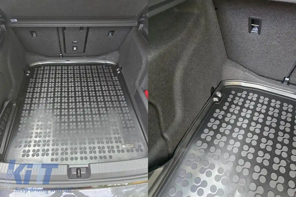 Covor de cauciuc pentru portbagaj de la Rezaw-Plast potrivit pentru Skoda Superb Liftback 4x4 după versiunea din 2024 cu podea de portbagaj ajustabilă, 1 bucată, negru-image-6218623