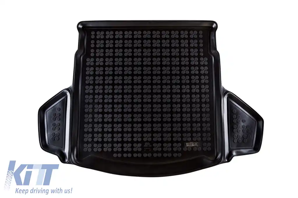 Covor de cauciuc pentru portbagaj de la Rezaw-Plast, potrivit pentru Toyota Auris break, break hibrid 2012-2018 cu podeaua portbagajului în poziția superioară, versiunea Premium, cu pachetul Comfort