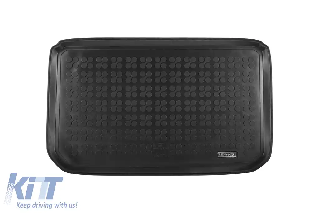 Covor de cauciuc pentru portbagaj de la Rezaw-Plast potrivit pentru Mini One Cooper S după 2014 cu 5 uși, cu podeaua portbagajului în poziția superioară pentru portbagaj