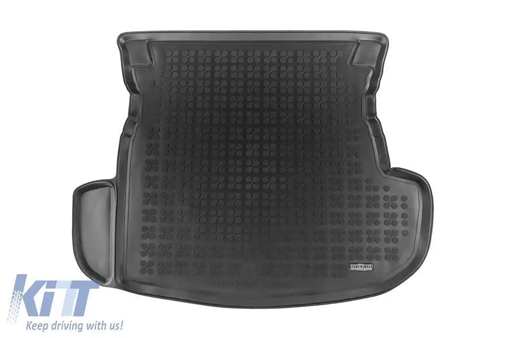 Covor de cauciuc pentru portbagaj de la Rezaw-Plast potrivit pentru Mitsubishi Outlander 2012-2021, 5 locuri, cu sau fără subwoofer, cu roată de rezervă standard