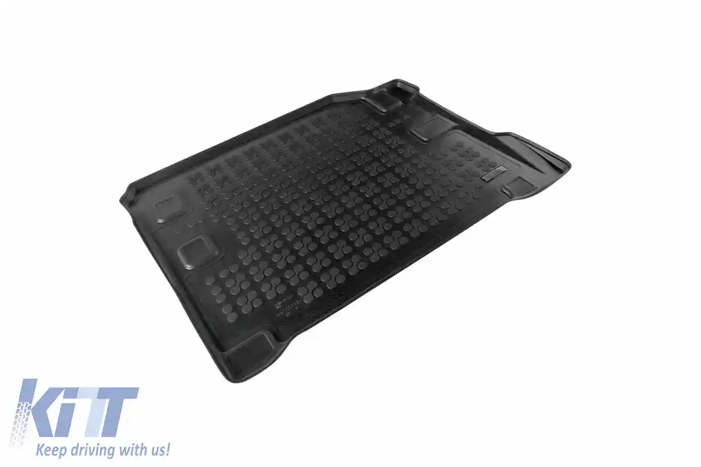 Covor de cauciuc pentru portbagaj de la Rezaw-Plast potrivit pentru Jeep Wrangler Unlimited JL 2018-2021, versiune cu podea de portbagaj ajustabilă 4xe PHeV, cu sistem audio Alpine, 4 uși, 1 bucată, n-image-6220026