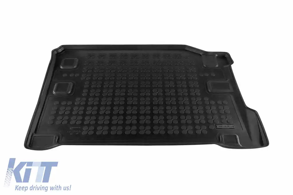 Covor de cauciuc pentru portbagaj de la Rezaw-Plast potrivit pentru Jeep Wrangler Unlimited JL 2018-2021, versiune cu podea de portbagaj ajustabilă 4xe PHeV, cu sistem audio Alpine, 4 uși, 1 bucată, n-image-6220027