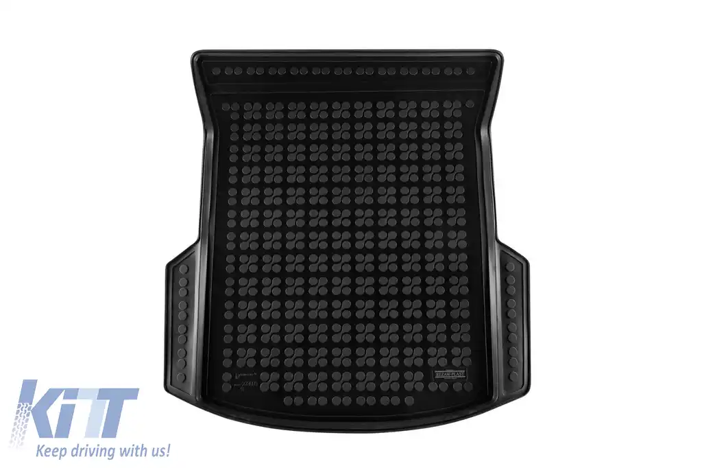 Covor de cauciuc pentru portbagaj de la Rezaw-Plast, potrivit pentru Tesla Model 3 după 2023, cu podeaua portbagajului în poziția superioară, cu pompă de căldură, RWD, 1 bucată, negru