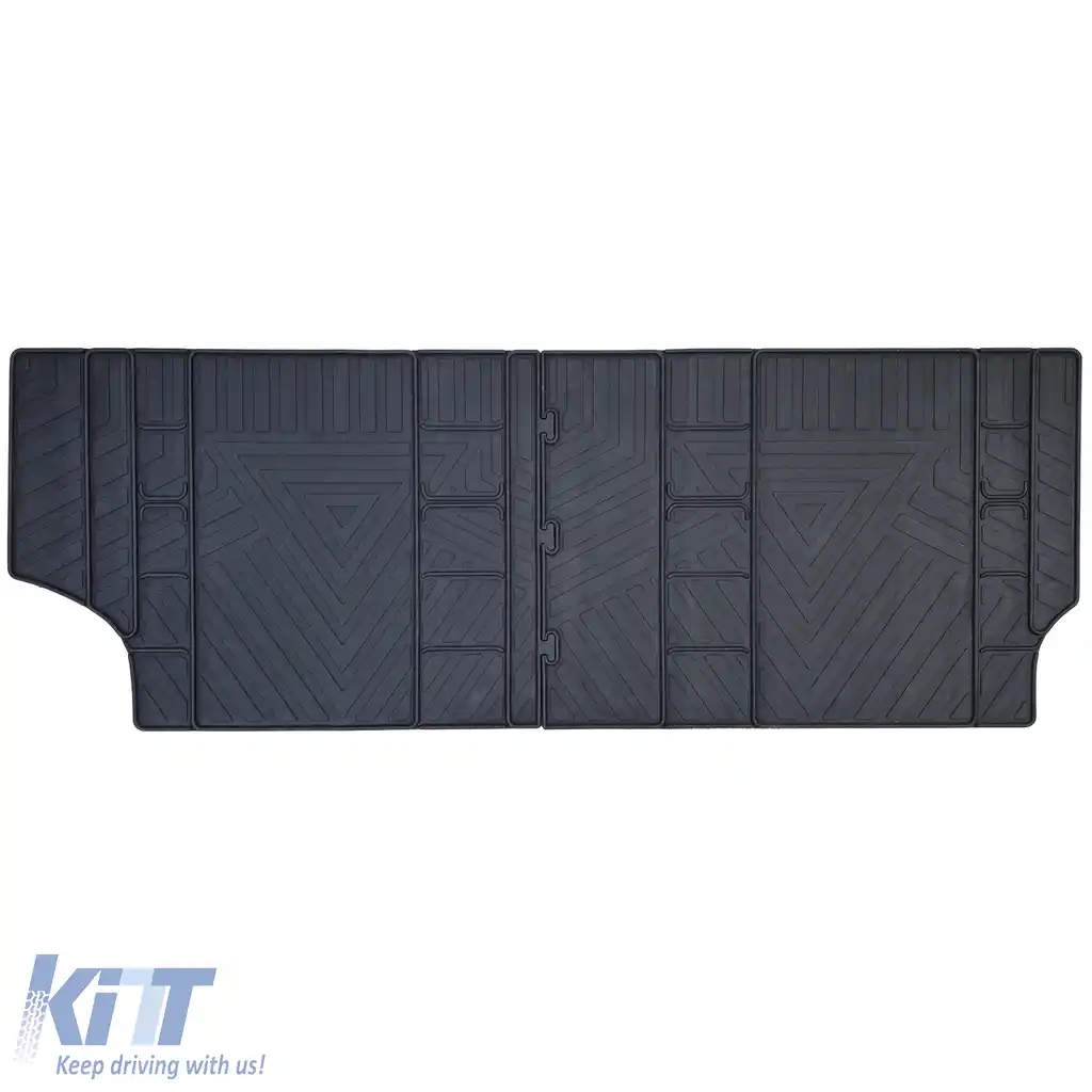 Covor de cauciuc premium 2 piese pentru rândul 2 spate, potrivit pentru VW T5 T6 T6.1-image-6202758