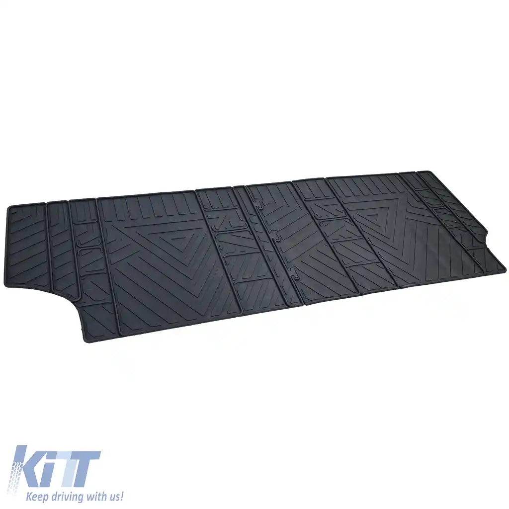 Covor de cauciuc premium 2 piese pentru rândul 2 spate, potrivit pentru VW T5 T6 T6.1-image-6202759