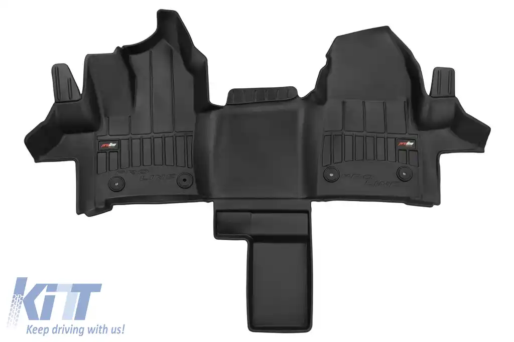 Covor de cauciuc specific, potrivit pentru Ford Transit Custom Sport 1+1 Van după 2017, set dintr-o bucată, culoare neagră, cu garanție de 24 de luni