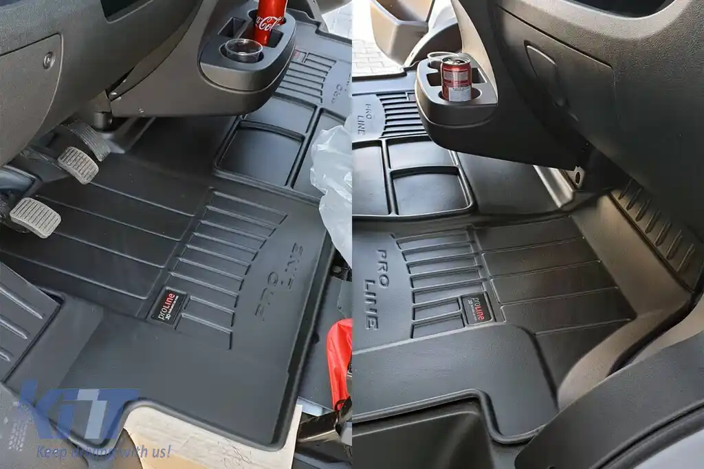 Covor de cauciuc specific, potrivit pentru Citroen Jumper, Fiat Ducato, Peugeot Boxer 2006-2014, după 2014, set dintr-o bucată, culoare neagră, cu garanție de 24 de luni-image-6221633