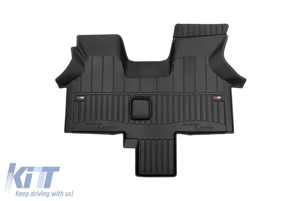 Covor de cauciuc specific, potrivit pentru Volkswagen T4 1990-2003, set dintr-o bucată, culoare neagră, cu garanție de 24 de luni din seria Frogum 3D ProLine