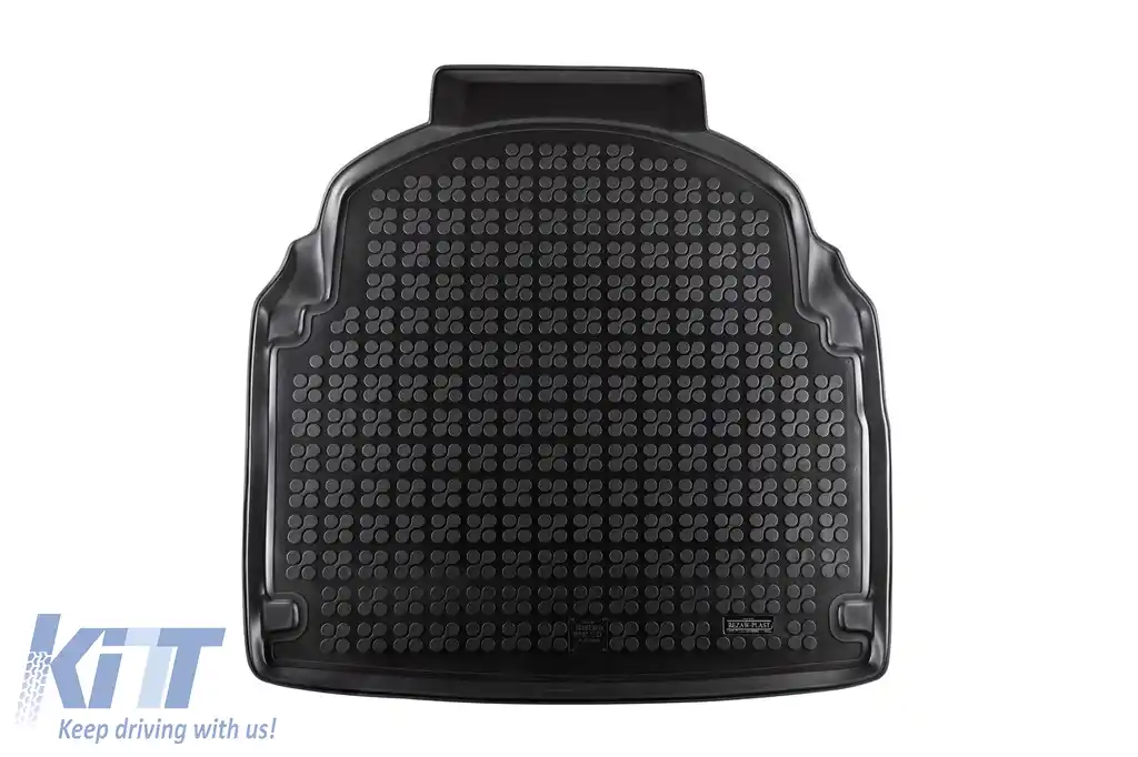Covor de portbagaj din cauciuc de la Rezaw-Plast potrivit pentru Mercedes E class W212 sedan 2009-2016, versiune cu inserție din plastic în spatele scaunelor din spate