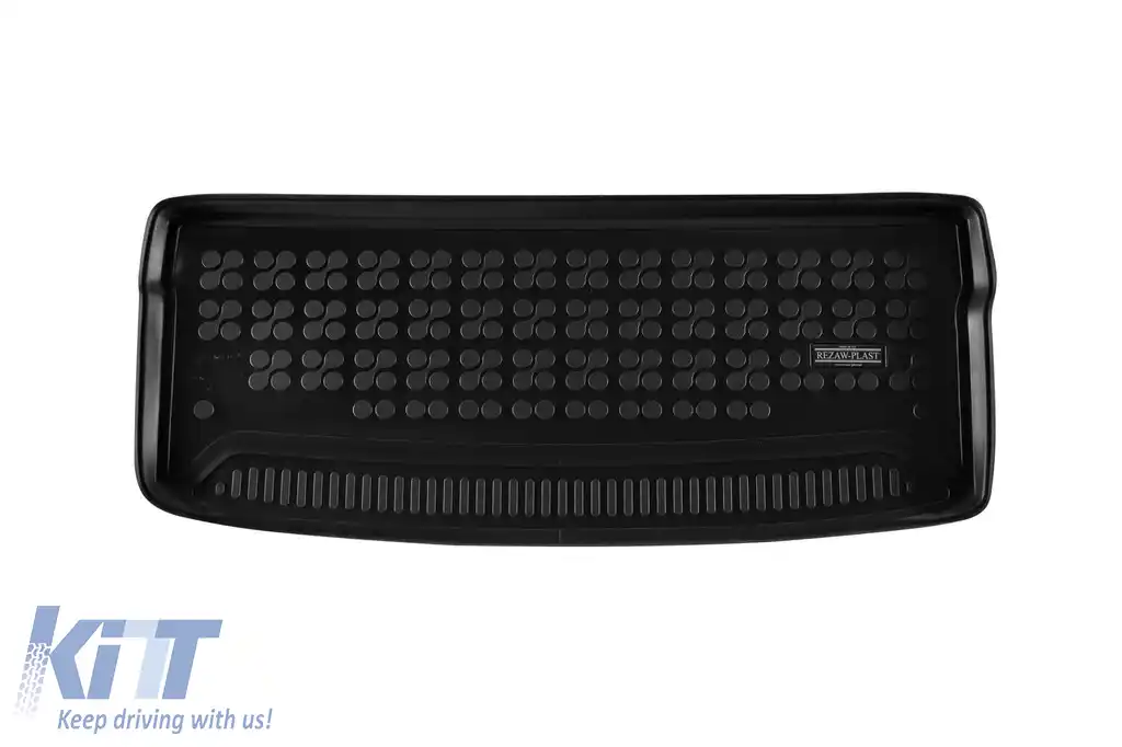 Covor de portbagaj din cauciuc de la Rezaw-Plast, potrivit pentru Peugeot 5008, e-5008 după 2024, cu 7 locuri, cu podeaua portbagajului în poziția superioară, 1 bucată, negru