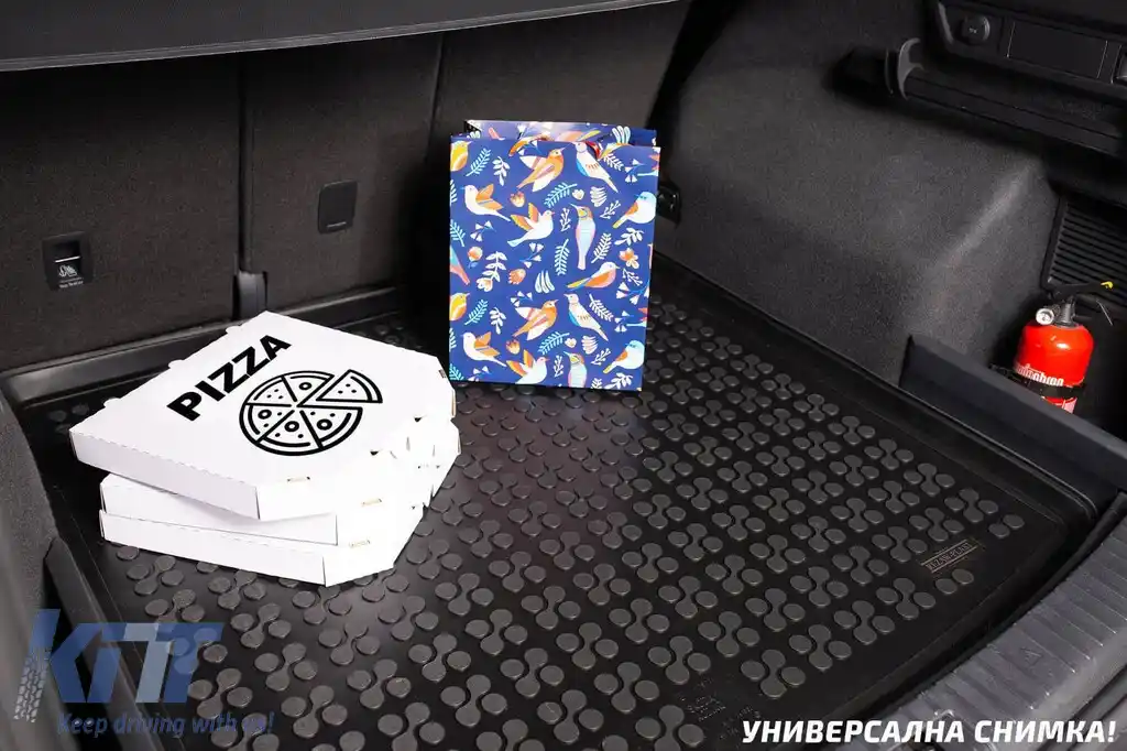 Covor de portbagaj din cauciuc de la Rezaw-Plast, potrivit pentru Seat Tarraco după 2018, Volkswagen Tiguan Allspace, 4x4 după 2017, cu roată de rezervă mică, 5 locuri cu podeaua portbagajului în pozi-image-6218463