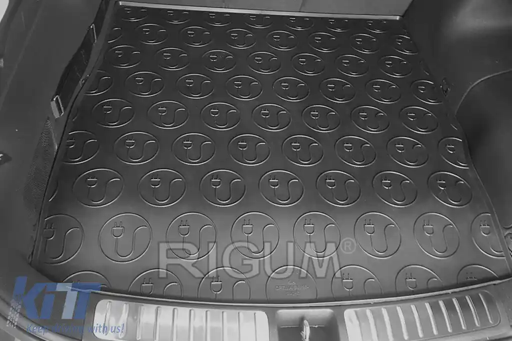 Covor de portbagaj din cauciuc de la Rigum, potrivit pentru Kia Optima SW după 2016, cu logo-ul siluetei vehiculului, negru-image-6227389
