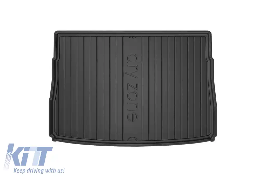 Covor de portbagaj Frogum Dry Zone potrivit pentru Volkswagen Golf VIII hatchback după 2019, cu podeaua portbagajului în poziția superioară, cu compartimente laterale de depozitare, cu roată de rezerv