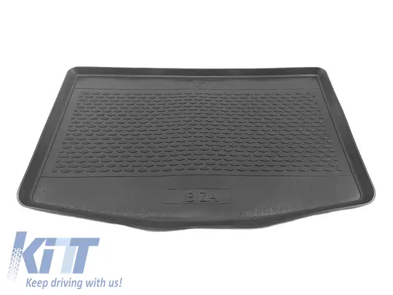 Covor de portbagaj TPE de la Gumarny Zubri potrivit pentru Seat Ibiza după 2017, cu podeaua portbagajului în poziția superioară, negru