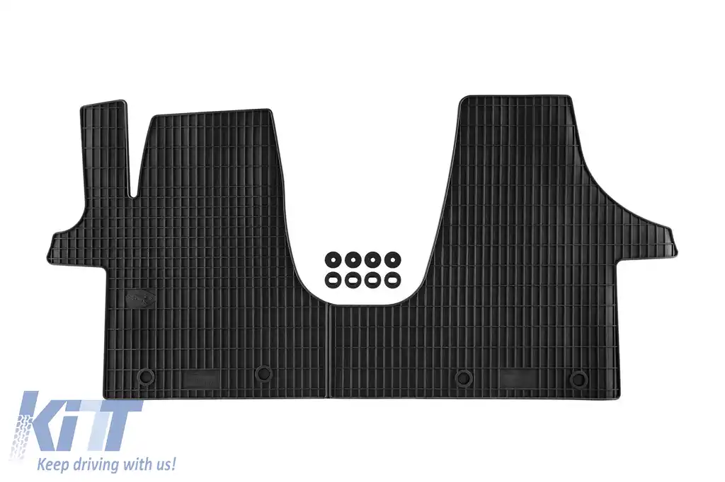 Covor din cauciuc specific, potrivit pentru VW Transporter T5 2003-2014, T6 după 2015, set dintr-o bucată, culoare neagră