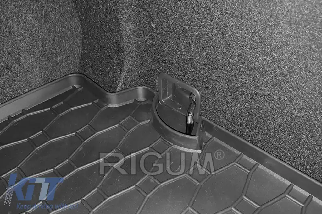 Covoraș din cauciuc pentru portbagaj de la Rigum, potrivit pentru Hyundai i30 hatchback după 2017, cu logo-ul siluetei vehiculului, negru-image-6227340