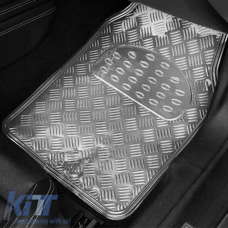 Covorașe Auto Universale Aluminiu Argintiu 4 Pcs-image-6291252