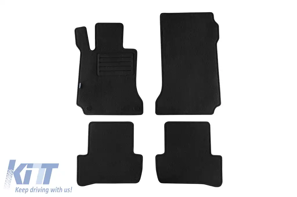 Covorașe de podea din carpetă cu două straturi, potrivite pentru Mercedes C class W204 sedan, estate 2007-2014, set de 4 bucăți, negru