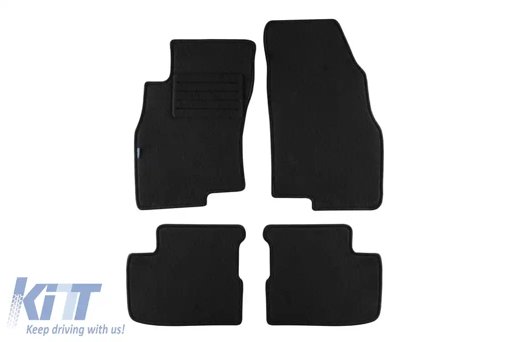 Covorașe de podea din mochetă cu două straturi, potrivite pentru Fiat Grande Punto 2005-2012, țesătură Rex, set de 4 bucăți, negru