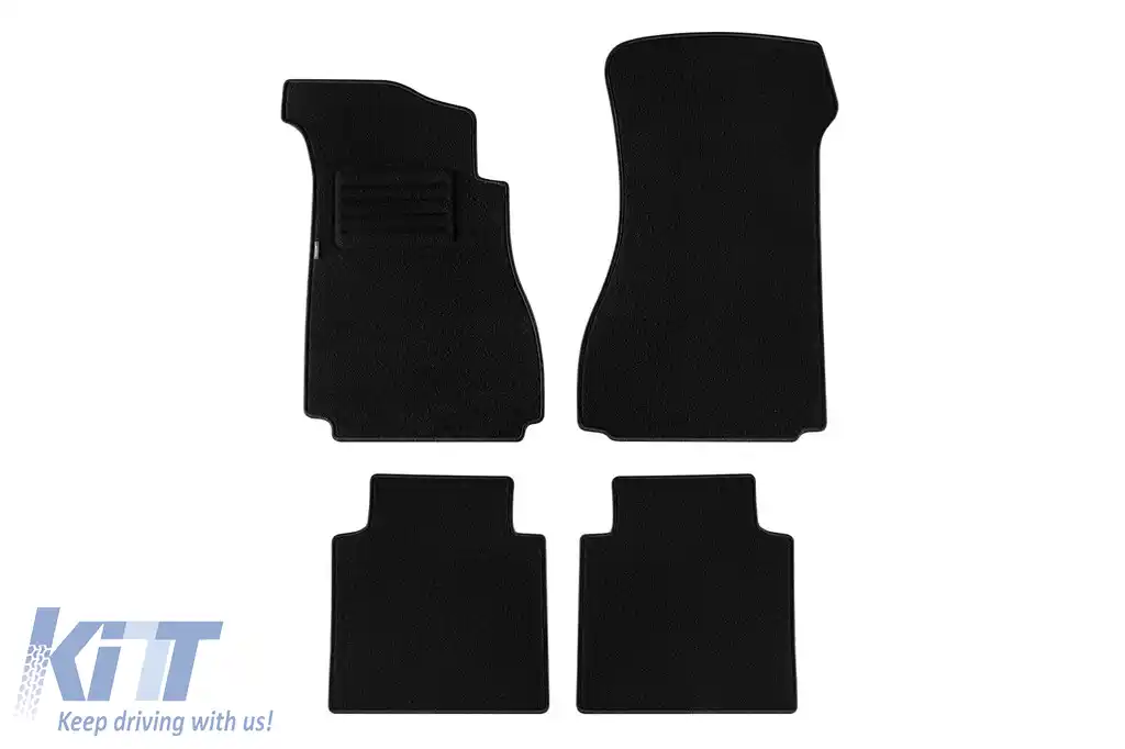 Covorașe de podea din mochetă cu două straturi, potrivite pentru Mercedes E class W115 sedan 1967-1976, din țesătură Rex, set de 4 bucăți, negru