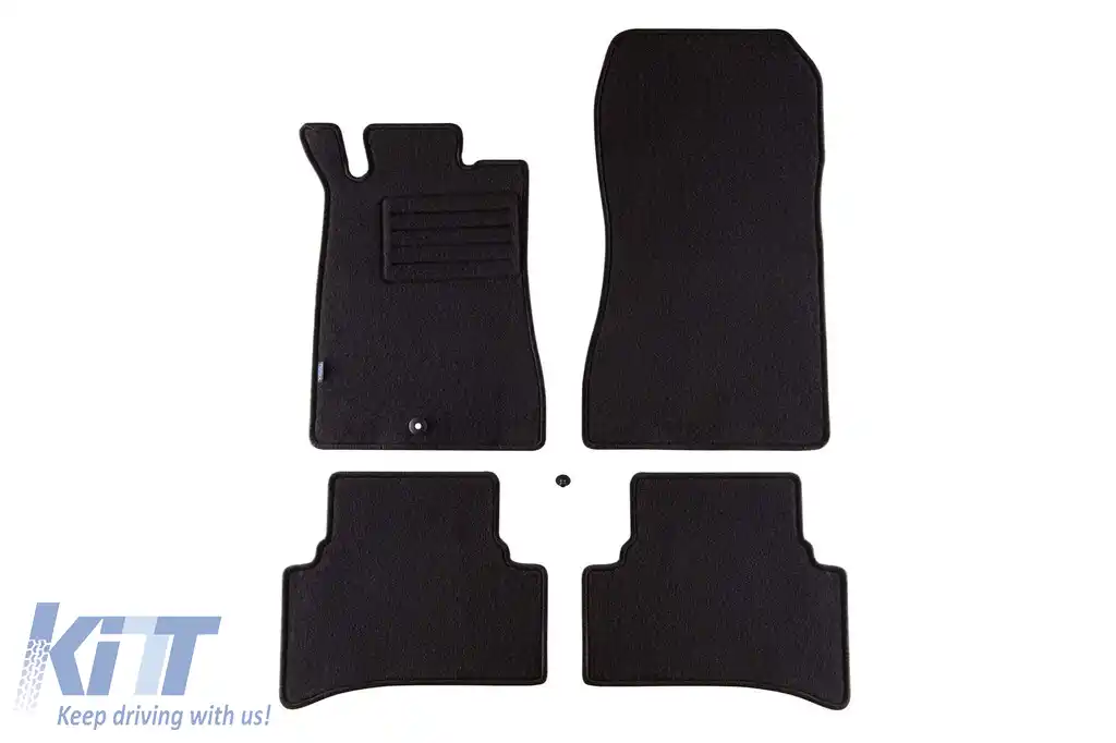 Covorașe de podea din mochetă cu două straturi, potrivite pentru Mercedes C class W202 sedan, estate 1993-2000, set de 4 bucăți, negru