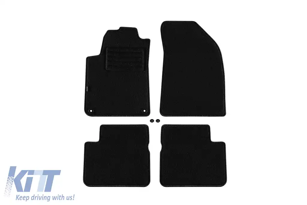 Covorașe de podea din mochetă cu două straturi, potrivite pentru Fiat Bravo 2007-2014, din țesătură Rex, set de 4 bucăți, negre