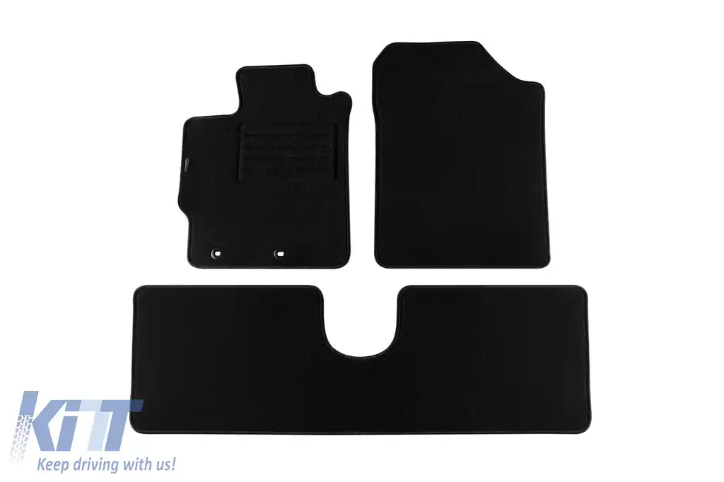 Covorașe de podea din mochetă cu două straturi, potrivite pentru Toyota Yaris 2011-2020, 5 uși, set de 3 piese, negre, din țesătură Rex de la Petex.