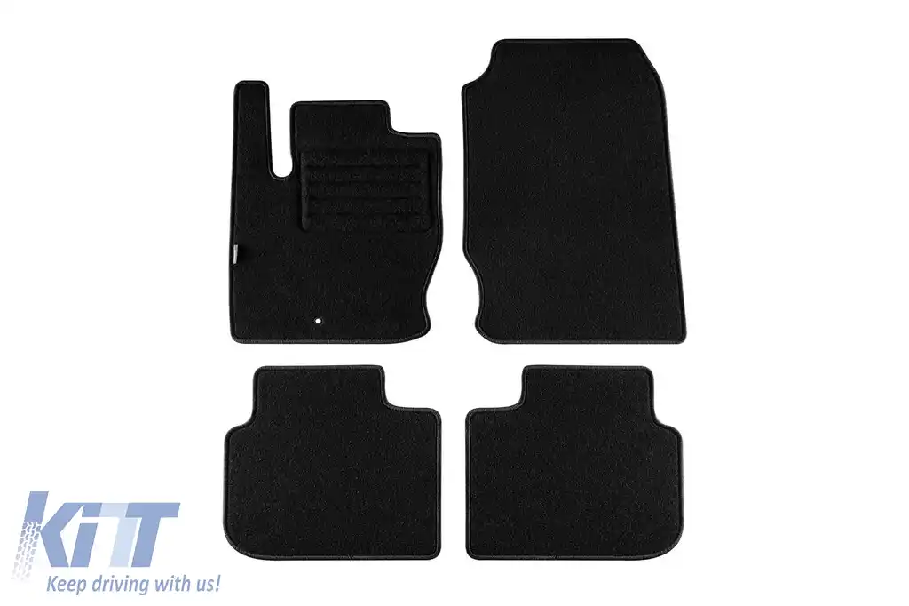 Covorașe de podea din mochetă cu două straturi, potrivite pentru Mitsubishi Colt 2010-2013, 3 uși, set de 4 bucăți, negre, de la Petex, țesătură Rex.