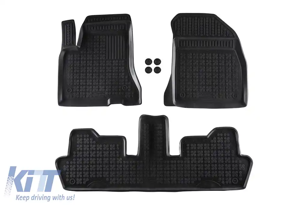 Covorașe din cauciuc specifice, potrivite pentru Citroen C4 Picasso, C4 Grand Picasso 2006-2013, set de 3 piese, culoare neagră