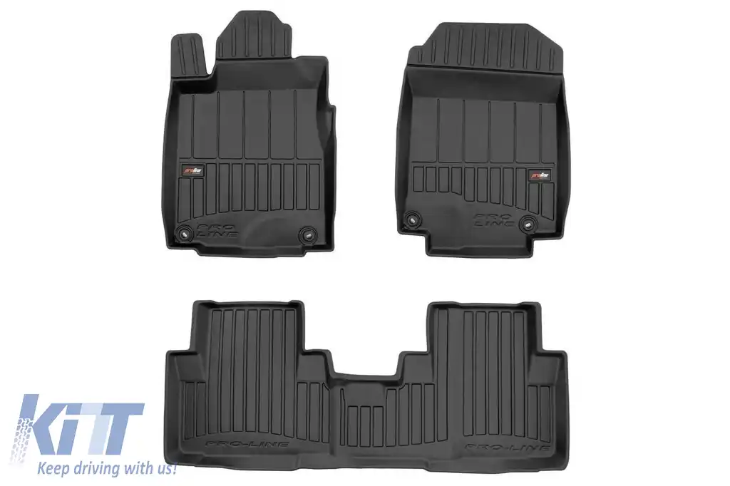 Covorașe din cauciuc specifice, potrivite pentru Honda CR-V 2012-2018, set de 3 piese, culoare neagră, cu garanție de 24 de luni din seria Frogum 3D ProLine.-image-6222552