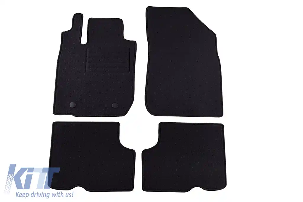Covorase de podea din două straturi, potrivite pentru Dacia Duster 4X2 2010-2013, din țesătură Rex, set de 4 bucăți, negre