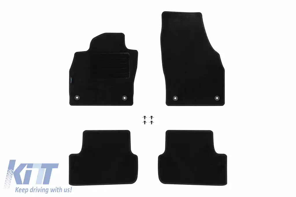 Covorase de podea din două straturi, potrivite pentru Seat Arona, Ibiza după 2017, din țesătură Rex, set de 4 bucăți, negru