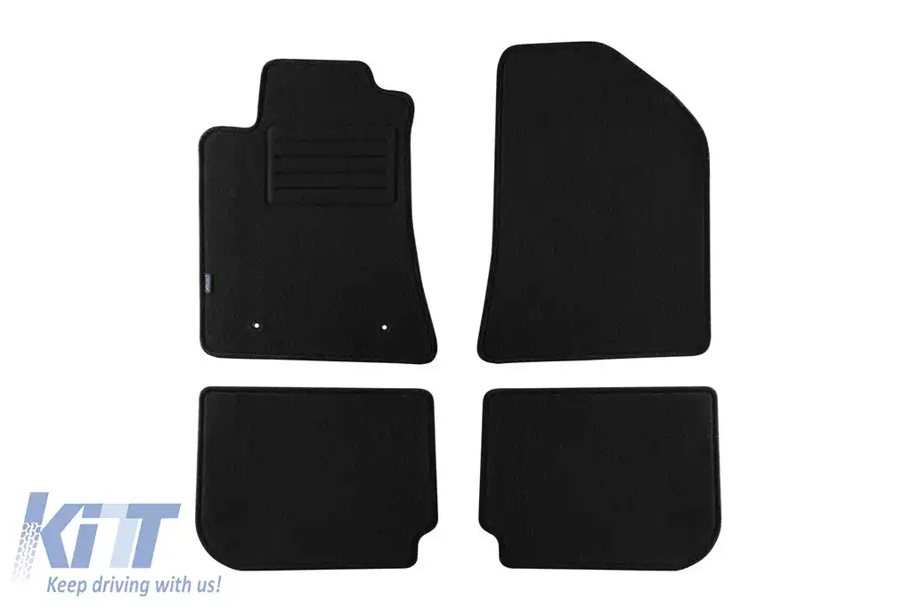 Covorase de podea din mochetă cu două straturi, potrivite pentru Toyota Avensis 2003-2008, din țesătură Rex, set de 4 bucăți, negre